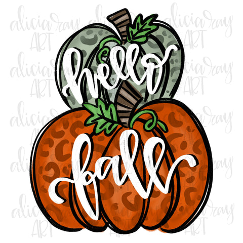 Hello Fall Leopard Pumpkin Stack