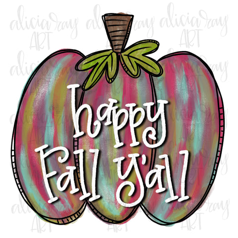 Happy Fall Y'all Painted Pumpkin