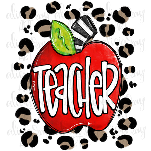 Teacher Apple with Leopard Background