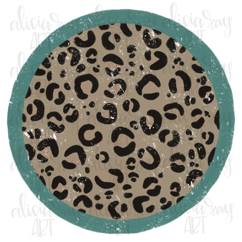 Distressed Leopard Circle Frame