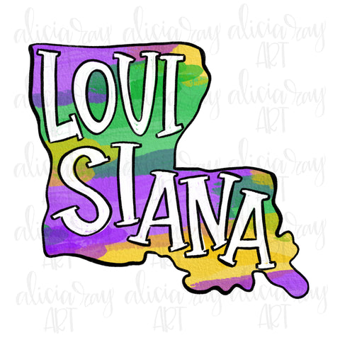 Louisiana Lettered Mardi Gras State