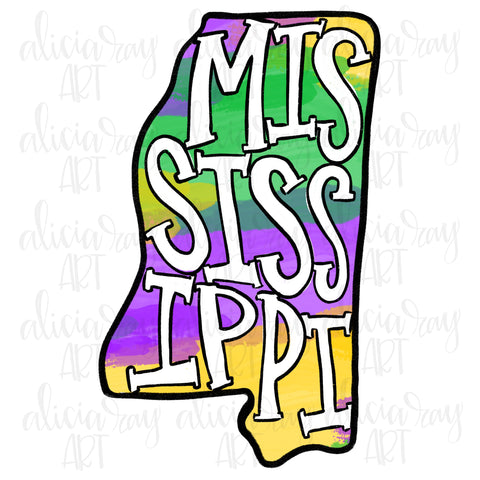 Mississippi Lettered Mardi Gras State