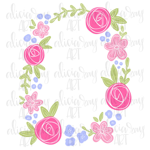 Pink blank floral frame