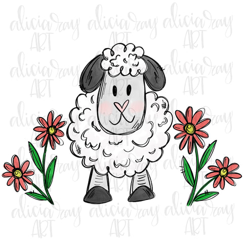 Sheep with flowers