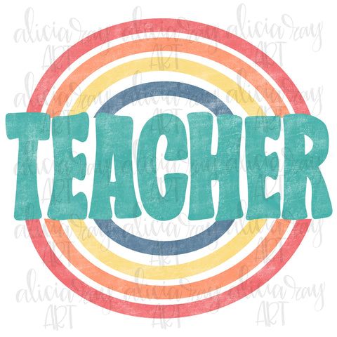 Retro Rainbow Teacher
