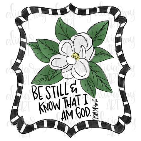 Framed Magnolia with bible verse (transparent background)