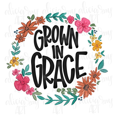 Grown In Grace Watercolor Floral Wreath