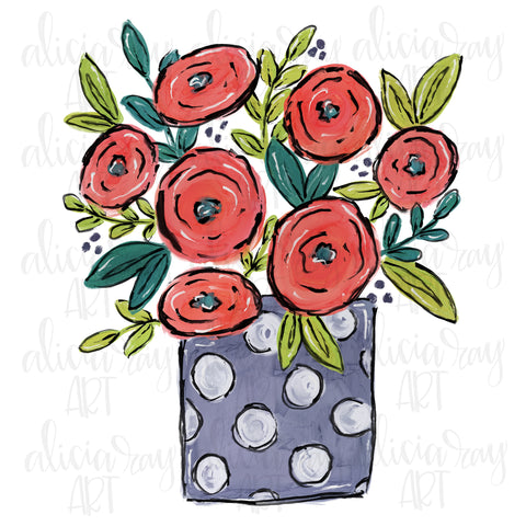 Muted Patriotic Jar of Flowers