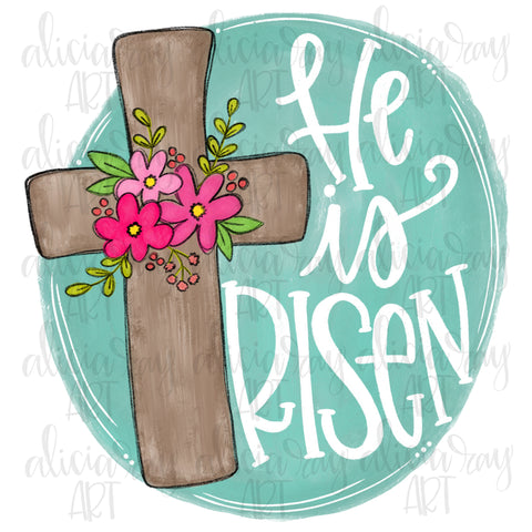 He Is Risen Floral Cross