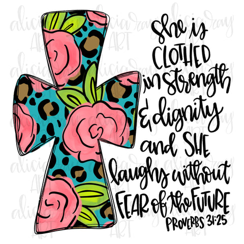 Floral Leopard Cross Proverbs