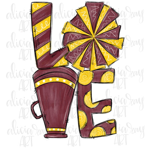 Cheer Maroon Yellow Gold