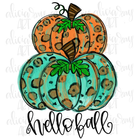 Hello Fall Leopard Pumpkin Stack