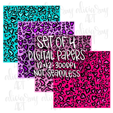 Leopard Heart Digital Paper