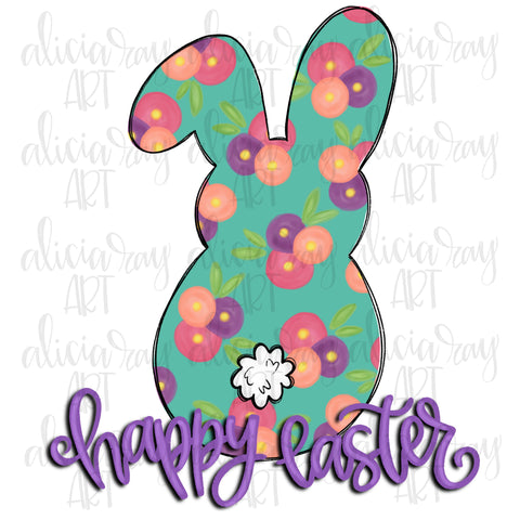 Happy Easter Floral Bunny