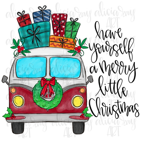 Christmas Hippie Van With Quote