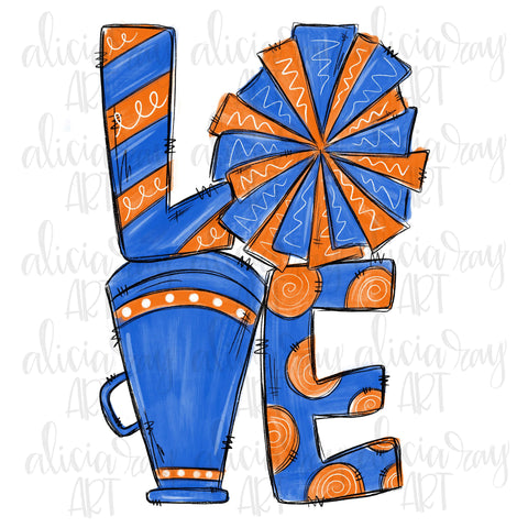 Love Cheer Blue Orange