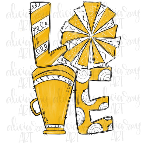 Love Cheer Gold And White