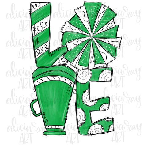 Love Cheer Green And White