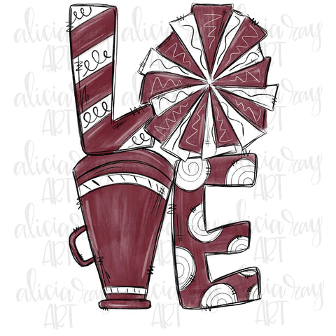 Love Cheer Maroon And White