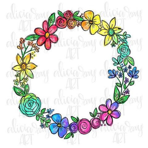 Rainbow Floral Wreath